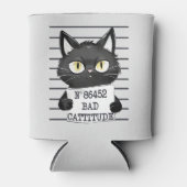 Bad Cattitude - Black Cat Mugshot Dosenkühler (Vorderseite)