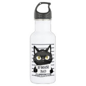 Bad Cattitude - Black Cat Mugshot Edelstahlflasche (Vorderseite)