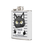 Bad Cattitude - Black Cat Mugshot Flachmann (Links)
