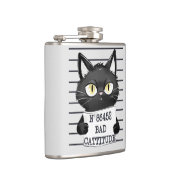 Bad Cattitude - Black Cat Mugshot Flachmann (Rechts)