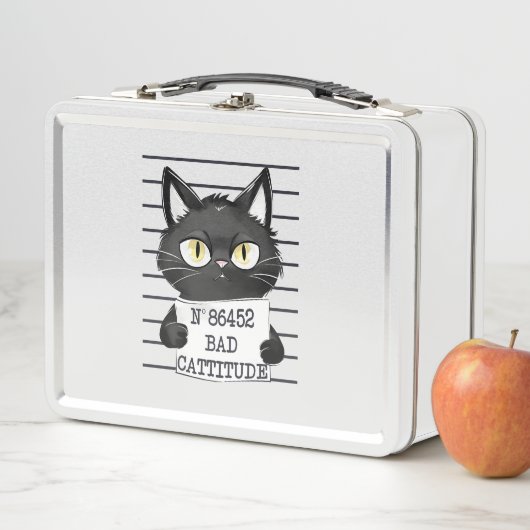 Bad Cattitude - Black Cat Mugshot Metall Brotdose (Beispiel)