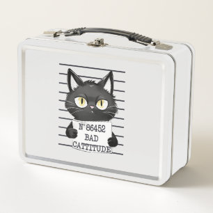 Bad Cattitude - Black Cat Mugshot Metall Brotdose
