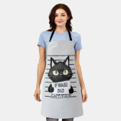 Bad Cattitude - Black Cat Mugshot Schürze (Getragen)