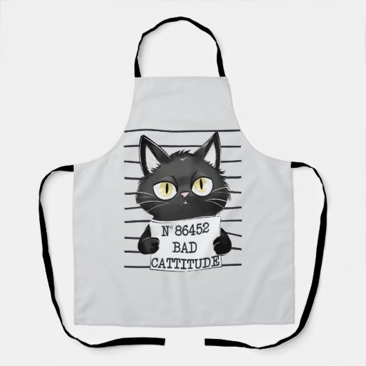 Bad Cattitude - Black Cat Mugshot Schürze (Vorderseite)