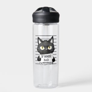 Bad Cattitude - Black Cat Mugshot Trinkflasche