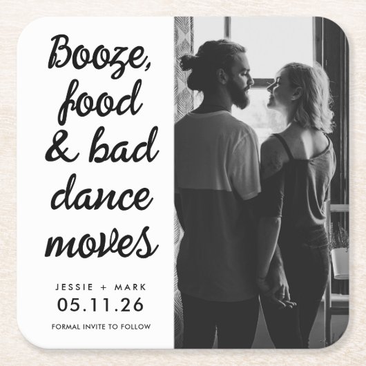 Bad Dance bewegt Funny Wedding Save the Date Rechteckiger Pappuntersetzer (Vorderseite)