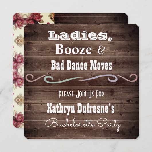 "Bad Dance Moves" Rustikale Bachelorette Einladung (Vorne/Hinten)