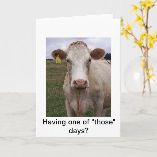 Bad Day Cow Karte (Gelbe Blume)