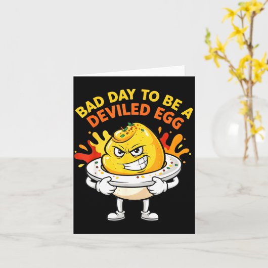 Bad Day To Be A Deviled Egg Funny Thanksgiving Din Karte (Gelbe Blume)