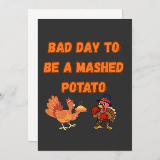 "BAD DAY TO BE A MASHED POTATO"  DANKESKARTE (Vorne/Hinten)