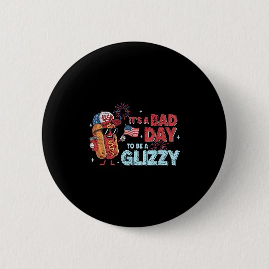 Bad Days Hotdog Dackel Glizzy Firework 4. Juli Pa Button (Vorderseite)