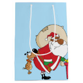 Bad Dog bites Black Santa auf dem Hintern Mittlere Geschenktüte (Rückseite)