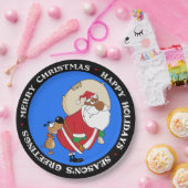 Bad Dog bites Black Santa auf dem Hintern Pappteller (Party)