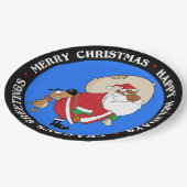 Bad Dog bites Black Santa auf dem Hintern Pappteller (Schrägansicht)