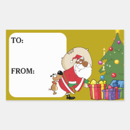 Bad Dog Bites Black Santa Gift Tag Sticker