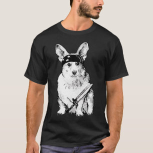 Bad Dog - Corgi trägt ein Messer T-Shirt