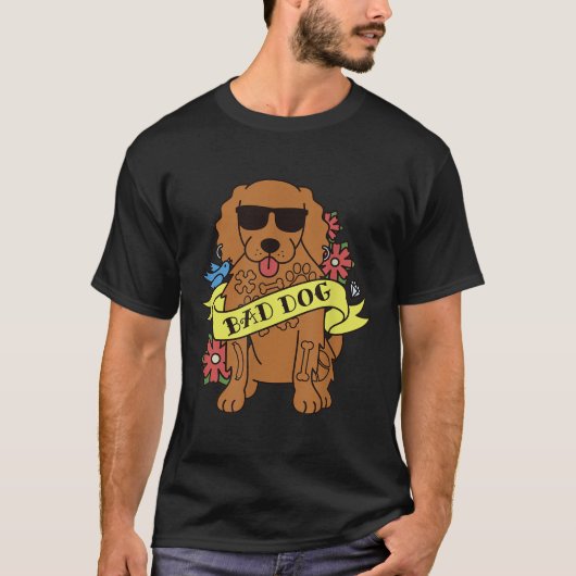 Bad Dog Tattoo Er Spaniel Dog T-Shirt (Vorderseite)