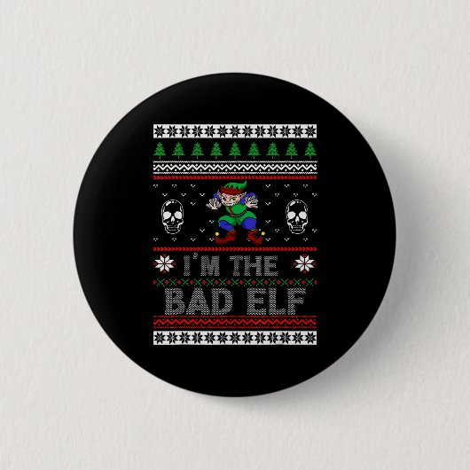 Bad Elf Ugly Christmas For Elves Lover Button (Vorderseite)