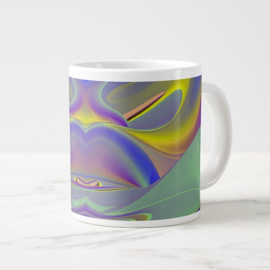 Bad Face, Abstrakte 3D-Regenbogenkunst Jumbo-Tasse (Vorderseite Rechts)