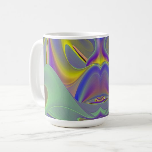 Bad Face, Abstrakte 3D-Regenbogenkunst Kaffeetasse (Vorderseite Links)