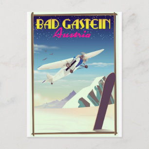 Bad Gastein Austria Snowboarding Poster Postkarte