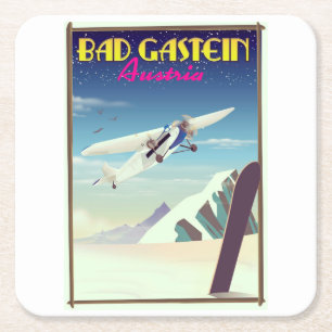 Bad Gastein Austria Snowboarding Poster Rechteckiger Pappuntersetzer