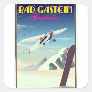 Bad Gastein Österreich Snowboarden Poster Quadratischer Aufkleber