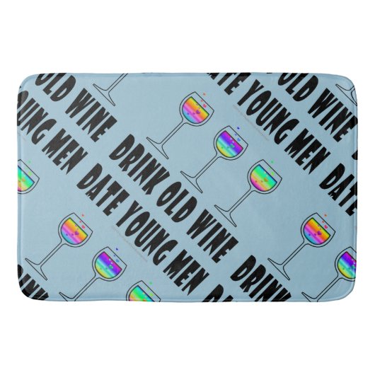 BAD - GETRÄNKE ALTER WEIN, DATUM JUNGE MÄNNER BADEMATTE (Vorderseite)