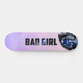 Bad Girl Pink Blauer Grau Skateboard (Horizontal)