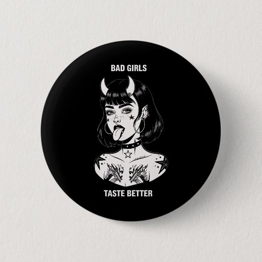 Bad Girls Geschmack Better Tattoo Devil Halloween Button (Vorderseite)