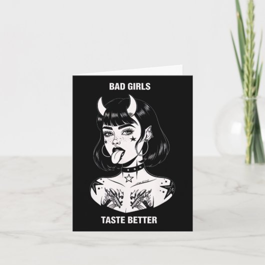 Bad Girls Geschmack Better Tattoo Devil Halloween  Karte (Vorderseite)
