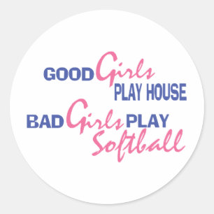 Bad Girls spielen Softball Runder Aufkleber