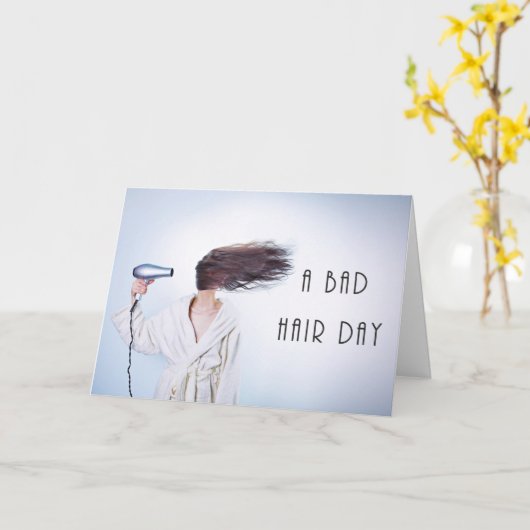 Bad Hair Day Happy Birthday Funny Friseur Karte (Gelbe Blume)