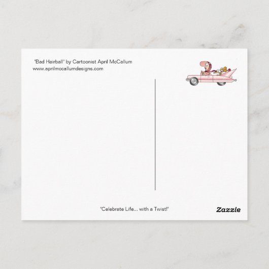 BAD HAIRBALL Postcard bis April McCallum Postkarte (Rückseite)