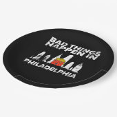 Bad Happen Philadelphia Halloween Spooky Trumpkin Pappteller (Schrägansicht)