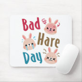 Bad Hare Day Funny Bunny Rabbit Kawaii Ostern Mousepad (Mit Mouse)