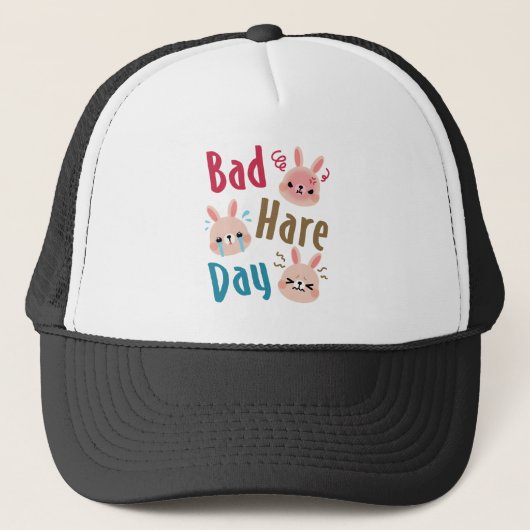 Bad Hare Day Funny Bunny Rabbit Kawaii Ostern Truckerkappe (Vorderseite)