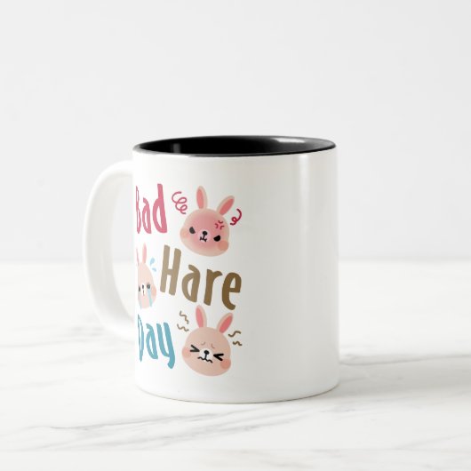 Bad Hare Day Funny Bunny Rabbit Kawaii Ostern Zweifarbige Tasse (Vorderseite Links)