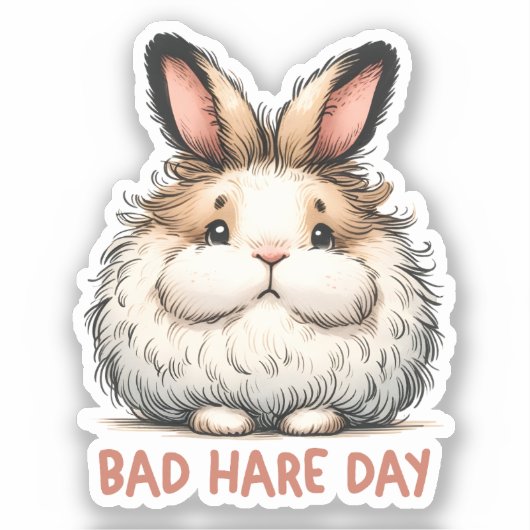 Bad Hare Day Funny Bunny Rabbit Pub Aufkleber (Vorderseite)