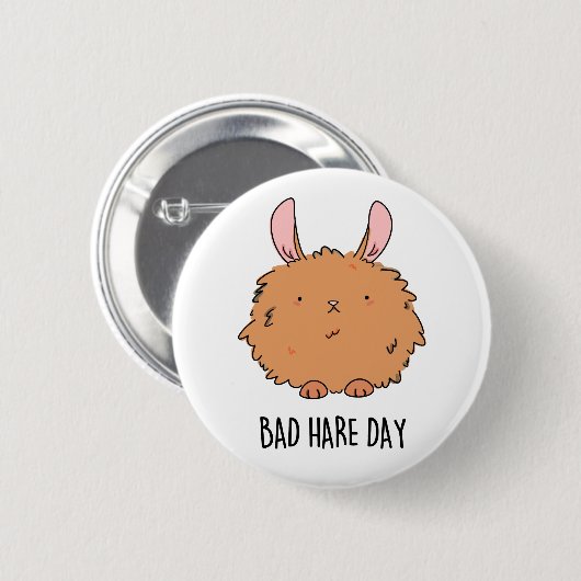Bad Hare Day Funny Rabbit Pub Button (Vorne & Hinten)