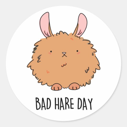 Bad Hare Day Funny Rabbit Pub Runder Aufkleber (Vorderseite)