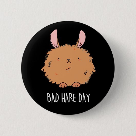 Bad Hare Day Funny Rabbit Puck Dark BG Button (Vorderseite)