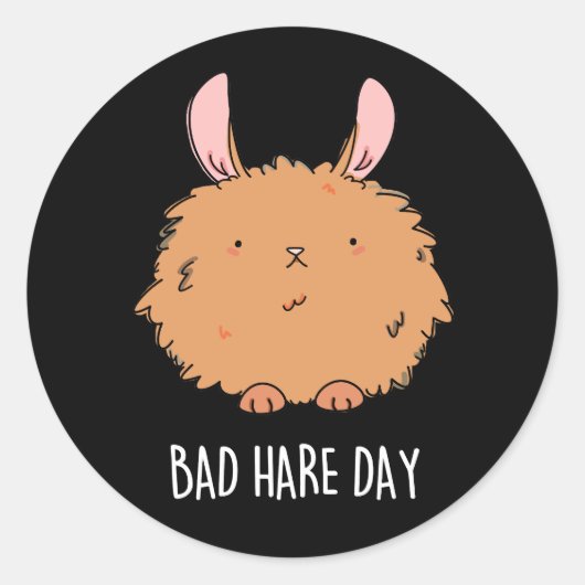 Bad Hare Day Funny Rabbit Puck Dark BG Runder Aufkleber (Vorderseite)