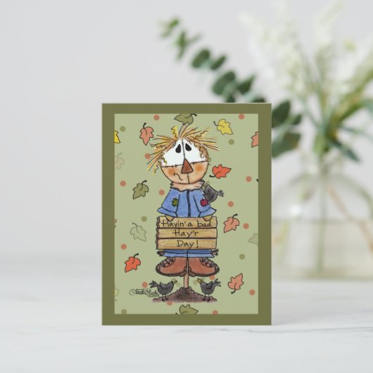 Bad Hay'r Day Scarecrow Postkarte (Stehend Vorderseite)