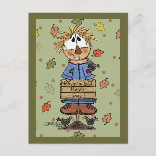 Bad Hay'r Day Scarecrow Postkarte (Vorderseite)