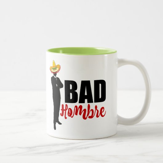 Bad Hombre Silhouette und Sombrero Zweifarbige Tasse (Rechts)