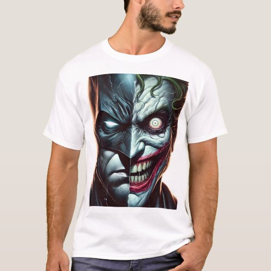 Bad Joke Split Face Duality Art T-Shirt (Vorderseite)