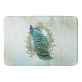 Bad-Kameradpfau, Türkis, Vintag, schäbig, Badematte (Vorderseite)