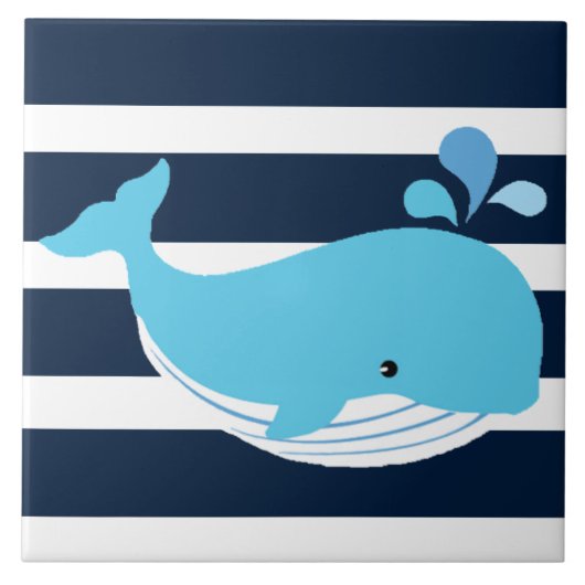 Bad Keramik Tile - Hellblauer Wal Fliese (Vorderseite)