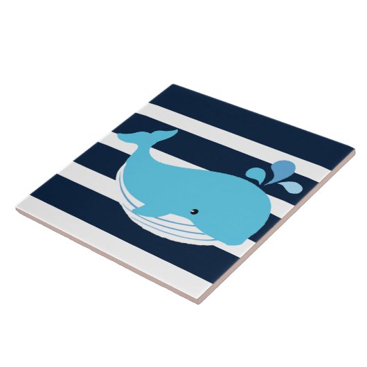 Bad Keramik Tile - Hellblauer Wal Fliese (Seite)